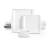 MALACASA BLANCE, Vaisselle en Porcelaine 12 pièces, Service de Table Ensembles d'assiettes et de Bols pour 4 Personnes - Blanc