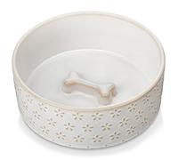 MALACASA Série Lydia, Gamelle Anti Glouton en Grès 1000ml,Gamelle d'alimentation Lente-Favorise Alimentation Saine et Digestion Lente, pour pour Petits/Moyens/Grands Animaux de Compagnie
