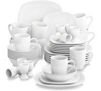 Malacasa Elisa 40pcs Service de Table Porcelaine 8pcs pour Assiette Plate, Assiette à Dessert, Bol à Céréales, Coquetier, Mug
