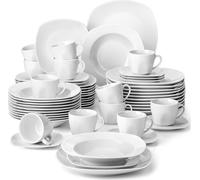 MALACASA, ELISA, 60 pcs. service de table en porcelaine, set de vaisselle avec service à café, assiettes à dessert, assiettes à soupe, assiettes à manger, 12 personnes