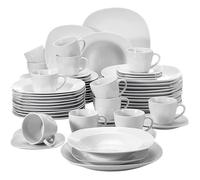 Malacasa ELISA 60pcs Porcelaine Service de Table Service à Café 12 Tasses 12 Soucoupes 12 Assiette à Dessert 12 Creuses 12 Plats