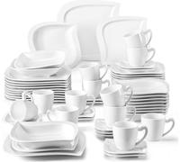 MALACASA ELVIRA Service de table, 60 pcs. porcelaine blanc crème Set de vaisselle, service combiné pour 12 personnes