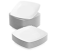MALACASA Série JULIA Assiettes Plates pour 18 Personnes, Ø 23 cm, Assiettes Blanches en Porcelaine, Compatibles avec le lave-vaisselle et le micro-ondes, Service Vaisselle 18 Personnes