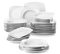 MALACASA JULIA Assiettes Service de Table pour 12 Personnes, Service de Vaisselle 36 Pièces en Porcelaine, Adapté au Lave-Vaisselle et au Micro-Ondes, Blanc