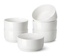 MALACASA LEAH Lot de 6 Bols à Céréales en Porcelaine Blanche de 780 ml