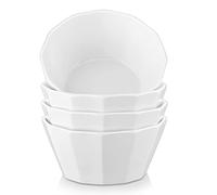 MALACASA Lot de 4 Bols à Céréales en Céramique, D 16.8 cm, 1020 ml, Bols à Soupe pour Cuisine, Bols de Service pour Pâtes et Salades, Passant au Lave-vaisselle et au Micro-ondes, Blanc Ivoire
