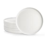 MALACASA Lot de 6 Assiettes Plates en Porcelaine, 26cm Grande Blanche Lot Assiette Service de Table pour Salade, Pâtes, Dessert, Steak, Fruits - Série LEAH