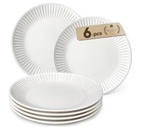 MALACASA Lot de 6 Grande Assiette Plate en Porcelaine, 26cm Assiettes Service de Table Blanches pour Salade, Pâtes, Dessert, Fruits - Série LEILA