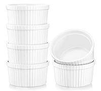 MALACASA Lot de 6 Moules à Muffins en Porcelaine, Ramequins et moules à soufflés, 220 ml, 9 x 9 x 5 cm, Passent au Lave-vaisselle et au Four