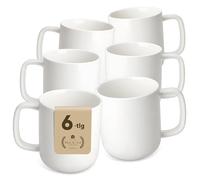 MALACASA Lot de 6 Tasse a Cafe, 300 ml Coffee Mug en Porcelaine Blanches, Tasse à Café pour Cappuccino, The, Jus, Latte - Série LUNA