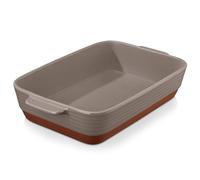 MALACASA Plat à lasagnes pour four de 4,5 l, plat à lasagnes en céramique marron de 22,9 x 33 cm avec poignées, plat de cuisson rectangulaire profond pour rôtir, série TARA
