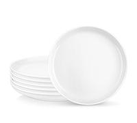 MALACASA REGULAR Assiettes à Dessert Rondes en Porcelaine, Petite Assiettes Blanches 21,5 cm pour Tapas Gâteau Frites, Lot de 6 Assiettes Service de Table, Passe au Micro ondes et au Lave-vaisselle