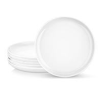 MALACASA REGULAR Assiettes Plates Rondes en Porcelaine, Grandes Assiettes Blanches 26,7 cm pour Pâtes Dîner et Bifteck, Lot de 6 Assiettes Service de Table, Passe au Micro ondes et au Lave-vaisselle