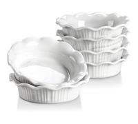 MALACASA Série Bake, Lot de 6 Ramequins en Porcelaine Marbre 14cm 200ml - Moules à Pâtisserie en Forme de la fleur