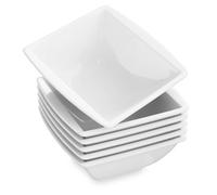 Malacasa Série Blance 6pcs Bol à Céréales Soupe Riz en Céramique Porcelaine Service Table Petit Déjeuner 14.5*14.5*6cm
