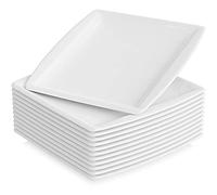 MALACASA Série Blance Assiettes à Dessert Carrées en Porcelaine, Assiettes Blanches Porcelaine pour Gâteau, Tapas et Pâtes, 21 x 21 cm, Lot de 12 Assiettes Service de Table