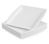 MALACASA Série Blance Lot de 6 assiettes plates en porcelaine de 26 cm Blanc crème Service d’assiettes pour 6 personnes