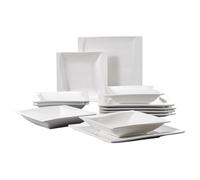 Malacasa Série CARINA 12pcs Service de Table Porcelaine 6 Assiette Creuse à Soupe 6 Assiettes Plates Plat Céramique