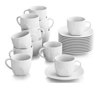 Malacasa Série ELISA 12 Sets Service à Café Thé 12 Tasses à Café avec 12 Sous-tasses Soucoupe Porcelaine Mugs 4""