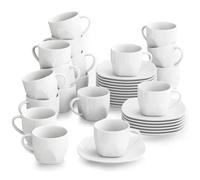 Malacasa Série ELISA 18 Sets Service à Café Thé 18 Tasses à Café avec 18 Sous-tasses Soucoupe Porcelaine Mugs 4""