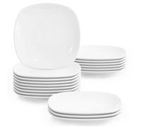 Malacasa Série ELISA 18pcs Service Assiettes Porcelaine Plat Dessert 7.5""/19*19*2cm Service de Table Céramique