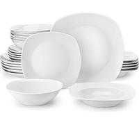 MALACASA, série Elisa, 24 pièces service de table en porcelaine service combiné vaisselle avec 6 assiettes plates, 6 assiettes à dessert, 6 assiettes creuses, 6 bols pour 6 personnes