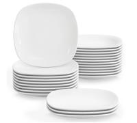 Malacasa Série ELISA 24pcs Service Assiettes Porcelaine Plat Dessert 7.5""/19*19*2cm Service de Table Céramique