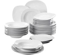 Malacasa Série ELISA 36pcs Service de Table Porcelaine 12 Assiettes Creuse 12 Assiette à Dessert 12 Assiette Plate