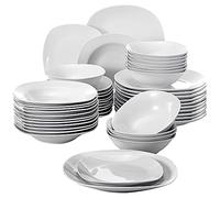 MALACASA, Série ELISA, 48pcs Assiette Service de Table Porcelaine, service vaisselle pour 12 personnes, 12 Assiettes Plates, 12 Assiettes à Dessert, 12 Assiette à Soupe,12 Bols à céréales