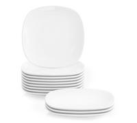 MALACASA Série ELISA, Lot de 12 Assiettes Plat Blanc, Service de Table Porcelaine Céramique - 9.75""/24.6*24.6*2.5cm