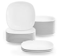 Malacasa Série ELISA Lot de 24 Assiettes Plat Dessert 9.75""/24.6*24.6*2.5cm Service de Table Porcelaine Céramique