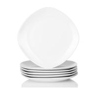 MALACASA Série ELISA, Lot de 6 Assiettes Diner Porcelaine, Service de Table Céramique - 9.75""/24.6*24.6*2.5cm