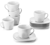 MALACASA, Série Elisa, Porcelaine grise Service à café Service à thé, 6 x tasses à café avec 6 x soucoupes pour 6 personnes chacune