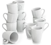 MALACASA, série Elisa, set de 12 tasses en porcelaine Mug de café Tasse de thé pour 12 personnes, gris-blanc