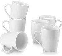 MALACASA, série Elisa, set de 6 mugs en porcelaine tasse à café tasse à thé pour 6 personnes, gris-blanc