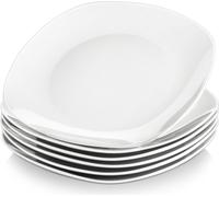 MALACASA, série Elisa, set de 6 pièces 7,5" assiettes à dessert en porcelaine 19x19x2cm assiettes à gâteaux service de table pour 6 personnes