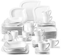 MALACASA, Série ELVIRA, 60pcs Service de Table Complets Porcelaine, 12 Tasses, 12 Soucoupe, 12 Assiettes à Dessert, 12 Assiettes à Soupe, 12 Assiettes Plates pour 12 Personnes