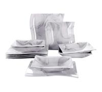 MALACASA Série Flora, 12 Pcs Service de Table Porcelaine Marbre,Services Complets à Dinner,