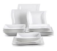 Malacasa Série FLORA 18pcs Service de Table Porcelaine 6 Assiette Creuse 6 Assiettes Plates 6 Assiette à Dessert