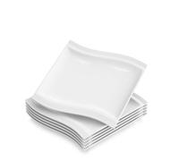 MALACASA Flora 6pcs Assiettes à Dessert Gâteau Plate en Porcelaine 8.25"/21 * 21.5 * 2.5cm Service de Table Vaisselles Design Mode