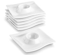 Malacasa Série Flora 6pcs Coquetier Tasse Oeufs Porcelaine Blanc Service Petit Déjeuner Table 11,5*11,5*2cm