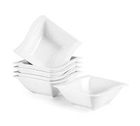 MALACASA Série Flora Lot de 6 bols à céréales en porcelaine Blanc crème 14 x 14,5 x 5,5 cm