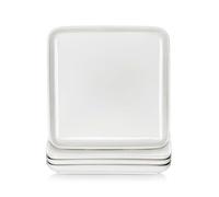 MALACASA Série IVY-4DP, 4 pcs Assiettes Plates en Porcelaine, Service Complet de Table, 25.5 cm - Blanc