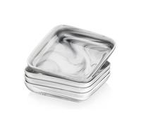 MALACASA Série IVY-4SP-Grey, 4 pcs Assiette Creuse en Porcelaine, Service Complet de Table, 20.6 cm - Effet Marbre