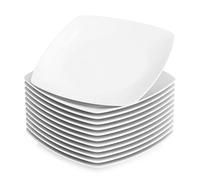 MALACASA Série JULIA Assiettes Plates pour 12 Personnes, Ø 23 cm, Assiettes Blanches en Porcelaine, Compatibles avec le lave-vaisselle et le micro-ondes, Service Vaisselle 12 Personnes