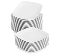 MALACASA Série JULIA Assiettes Plates pour 24 Personnes, Ø 23 cm, Assiettes Blanches en Porcelaine, Compatibles avec le lave-vaisselle et le micro-ondes, Service Vaisselle 24 Personnes