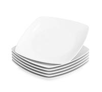 MALACASA Série JULIA Assiettes Plates pour 6 Personnes, Ø 23 cm, Assiettes Blanches en Porcelaine, Compatibles avec le lave-vaisselle et le micro-ondes, Service Vaisselle 6 Personnes
