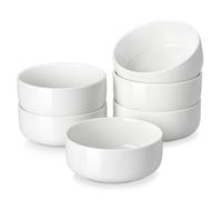 MALACASA, série LUNA, Lot de 6 Bols à Céréales en Porcelaine de 640ml, Bols à Soupe et Flocons d'Avoine de Cuisine en Céramique, Va au Lave-vaisselle, au Micro-ondes et au Four, Blanc