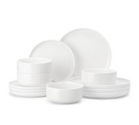 MALACASA Série LUNA Service de Table Rond en Porcelaine Blanche pour 4 Personnes avec Assiettes Plates, Assiettes à Dessert, Bols à Céréales, Service de Vaisselle 12 Pièces