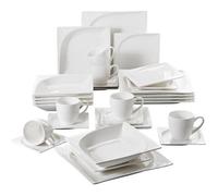 Malacasa Série MONICA 30pcs Porcelaine Service de Table Service à Café 6 Tasses 6 Soucoupes 6 Assiette à Dessert 6 Creuses 6 Plate